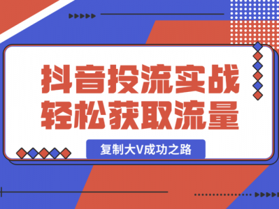 抖音投流实战课，轻松获取流量，精准出价，复制大V成功之路